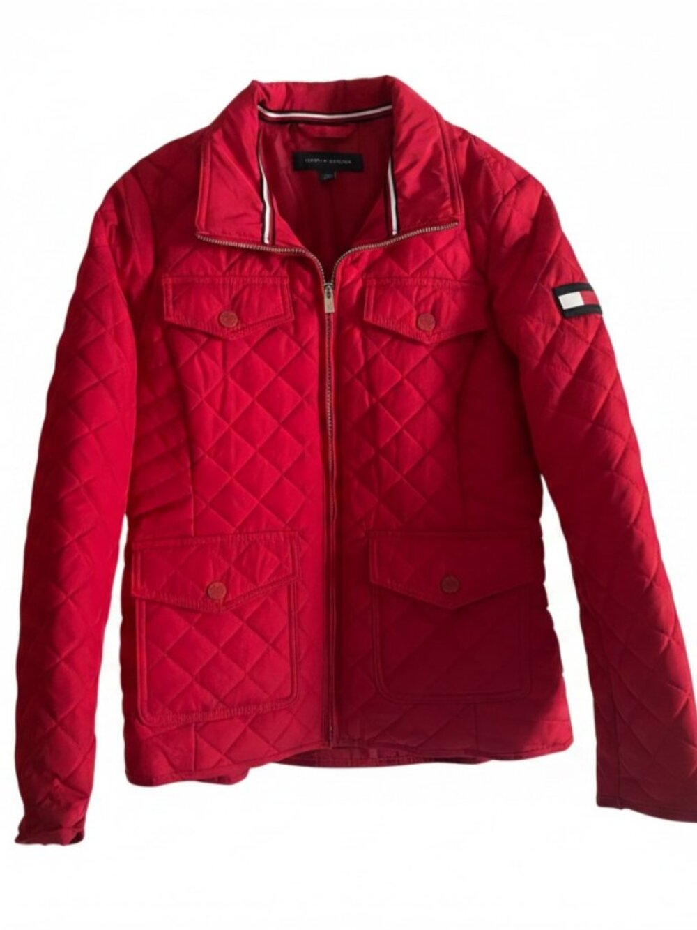 Tommy Hilfiger Red Diamond Quilted Full-Zip Utility Jacket Size S